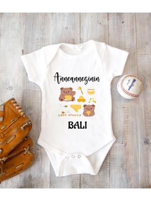 Tuğba Baby Isme Özel Isimli Baskı Yazılabilen Pamuk Anneannesin Balı Bebek Zıbın Bod