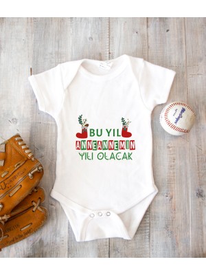 Tuğba Baby Kişileştirebilir Isme Özel Tasarlanabilen Pamuklu Baskılı Yılbaşı Anneanne Zıbın Body 001U