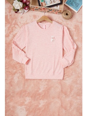 Pembe Life Pembe Fırfırlı Kedi Nakışlı Kız Çocuk Badi 16580