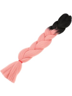 Afrika Örgülük Sentetik Ombreli Saç 100 Gr. - Siyah / Pudra Pembe