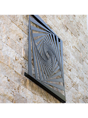 Woody Metal İlüzyon Metal Tablo, Salon Dekorasyonu, Modern Duvar Dekorasyonu, 40x40  Duvar Dekoru, Geometrik Tasarım, Geometrik Desenli Duvar Tablosu Hediyelik Eşya