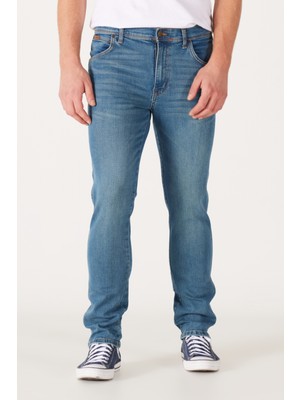 Wrangler Texas Slim Fit Dar Kesim Normal Bel Mavi Esnek Jean Kot Pantolon