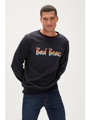 Bad Bear Manuscript Crewneck Erkek Lacivert Sweatshirt 23.02.12.016-C07