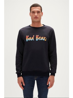 Bad Bear Manuscript Crewneck Erkek Lacivert Sweatshirt 23.02.12.016-C07