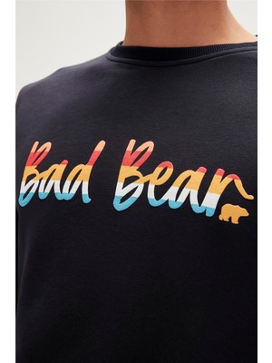 Bad Bear Manuscript Crewneck Erkek Lacivert Sweatshirt 23.02.12.016-C07