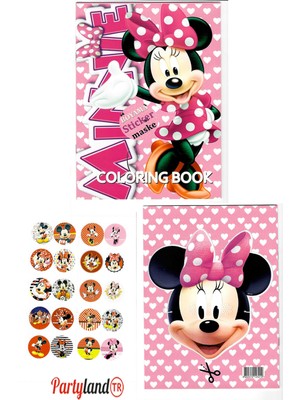 Partylandtr Minnie Mouse Boyama Kitabı 3'lü Boyama Sticker Maskeli Anonim Yazarlı Çocuklar İçin Eğlenceli