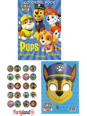 Paw Patrol Boyama Kitabı 3'lü Boyama , Sticker , Maskeli