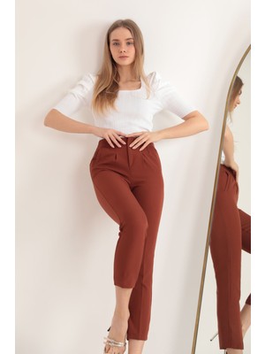 Sisa Moda Atlas Kumaş Pileli Kadın Pantolon