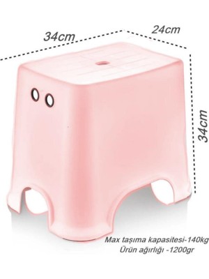 Geseus Banyo Taburesi Çok Amaçlı Tabure Kaymaz Ayakalı MAX-140KG Taşıma KAPASITESI-PEMBE-5171-84P