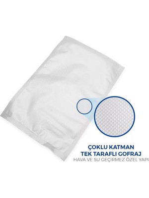 Private 18X23 Tırtıklı 5 kg Gofrajlı 90 Mikron Ev Tipi Gıda Vakum Poşeti Torbası Bpa Içermez