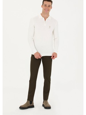 U.S. Polo Assn. Normal Bel Normal Paça Slim Fit Koyu Haki Erkek Pantolon MICEL23K