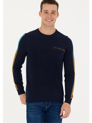 U.S. Polo Assn. Bisiklet Yaka Regular Fit Lacivert Erkek Saden Kazak