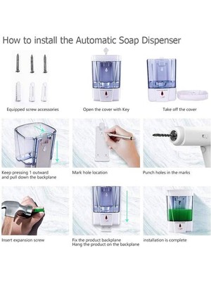 Xhang Zloog Banyo Dokunmamış Sabunluk 600 ml Kapasiteli Duvara Monte Otomatik Akıllı Sensör Sabunluk | Sıvı Sabunluk (Yurt Dışından)