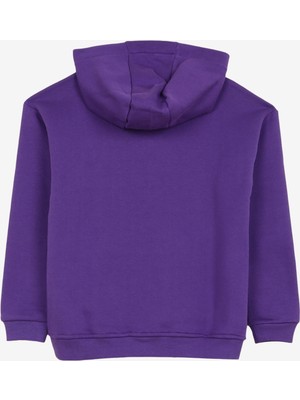 Discovery Expedition Mor Kız Çocuk Kapüşonlu Oversize Baskılı Sweatshirt D3WG-SWT26