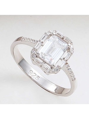 Stil Love Gümüş Beyaz Baget Taşlı Kadın Yüzük