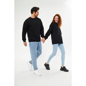 giyadda Unisex Siyah Oversize Bol Kalıp Basic Sweatshirt