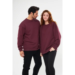 giyadda Unisex Bordo Oversize Bol Kalıp Basic Sweatshirt (Sevgili-Çift Kombini Tavsiyesi)