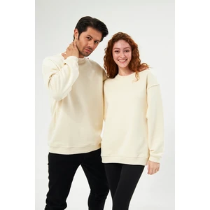 giyadda Unisex Krem Bol Kalıp Basic Sweatshirt