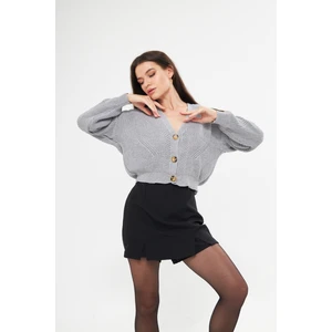 EKE TEKSTİL Siyah Çift Yırtmaçlı Mini Şort Etek