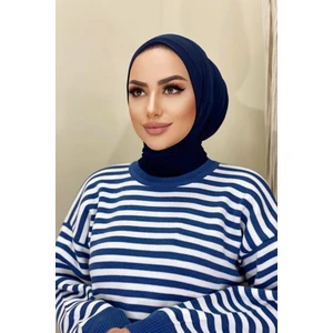 R&S Modibone Çıt Çıtlı Hasema Üstü Uyumlu Hijab Bone Lacivert