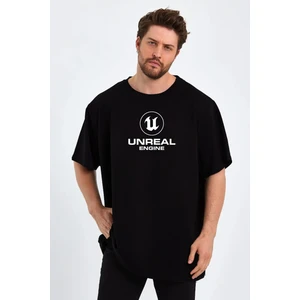 Ors Trend Unreal Engine Baskılı Sıfır Yaka Unisex Oversize Tişört