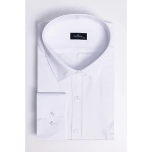 Büyük Beden Pamuklu Kolay Ütü Düz Beyaz Erkek Gömlek
