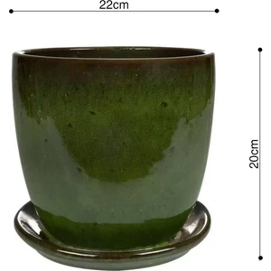 Via Gardenia Rico Tabaklı Saksı Koyu Yeşil Çap 22 cm Yükseklik 20 cm