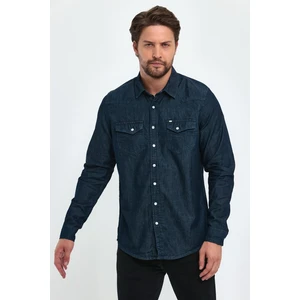 Erkek Koyu Mavi Denim Gömlek