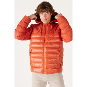 Regular Fit Normal Kesim Kapüşonlu Kapitone Haki Şişme Mont