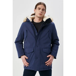 Regular Fit Normal Kesim Dik Yaka Lacivert Parka Ceket