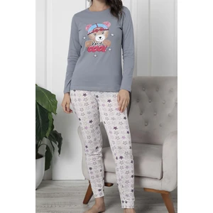 Lady Secret Kadın Pijama Takımı Uzun Kollu Pamuklu Gri