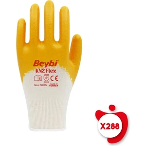 Kn2 Flex Sarı Pamuk Nitril Iş Eldiveni 10 Beden 288 Çift