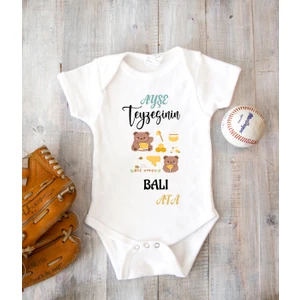 Tuğba Baby Isme Özel Isimli Baskı Yazılabilen %100 Pamuk Teyzesin Balı Bebek Zıbın Bod