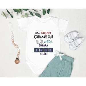 Tuğba Baby Isme Özel Isimli Baskı Yazılabilen %100 Pamuk Baba Baskılı Babaya Özel Hediye Bebek Zıbın Body 050