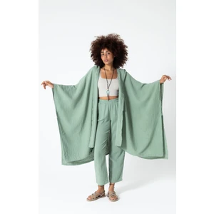 Koyu Gri Müslin Salaş Kapüşonlu Bohem Kaftan