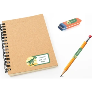 Kutu Ambalaj Okul Etiketi Defter  Kalem Sticker Dinazor 112 Adet