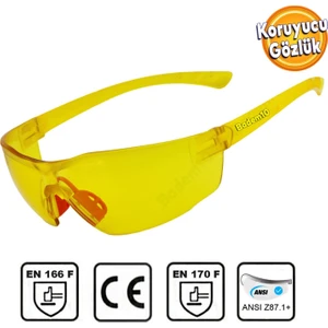 Iş Güvenlik Gözlüğü Rüzgar Toz Korumalı Gözlük Uv Koruyucu Güneş Gözlüğü Silikon Burunluk Sarı
