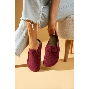 Friend & Trend Friend&trend Bordo Keçe Tokalı Anatomik Kadın Terlik FT156