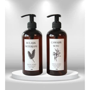 Imker Home Kahverengi Amber Pompalı Bulaşık Deterjanı Çamaşır Suyu Şişesi 500ML