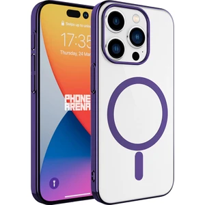 Kny Apple Iphone 15 Pro Max Kılıf Renkli Kenarlı Arkası Şeffaf Magsafeli Sert Pixel Kapak