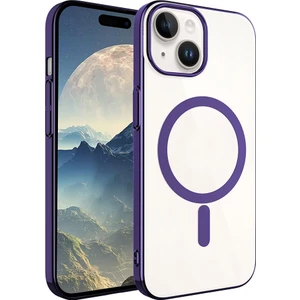 Kny Apple Iphone 15 Kılıf Renkli Kenarlı Arkası Şeffaf Magsafeli Sert Pixel Kapak
