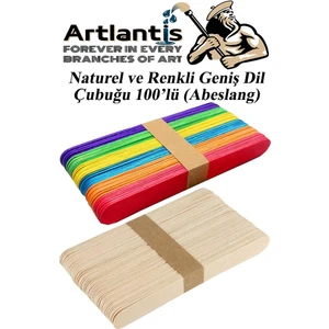 Renkli Dil Çubuğu Geniş 50 Adet Naturel Dil Çubuğu Geniş 50 Adet 1 Paket Renkli ve Renksiz Abeslang Dil Basma Çubuğu