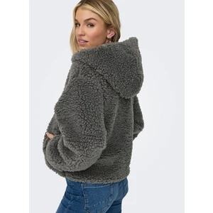 Normal Gümüş Kadın Ceket Onlellıe Sherpa Hooded Jacket cc O