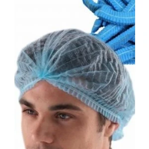 1000 Adet Cerrahi Mavi Tela Nonwoven Akordeon Bone 52 cm Çift Lastikli Saç Bonesi