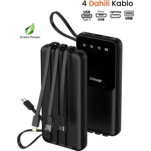 Luffy Case 10.000 Mah Elite Dahili 4 Kablolu Dijital Göstergeli Işıklı Powerbank Taşınabilir Şarj Cihazı