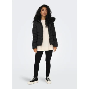 Siyah Kadın Mont Onlellan Quılted Hood Jacket cc Otw
