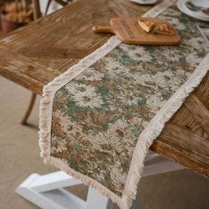 Masa Runner Jacquard Ayçiçeği Amerikan Partisi Dekorasyonu Amerikan Dekoratif Sundurma Kapağı (Yurt Dışından)