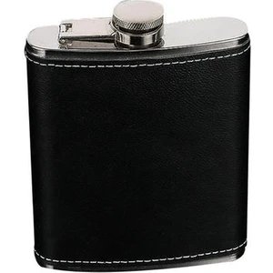 Taşınabilir Paslanmaz Çelik Hip Flask Flagon Viski Şarap Pot Şişe Hediye Deri Tutucu ile 6 Oz | Kalça Şişeleri (Yurt Dışından)