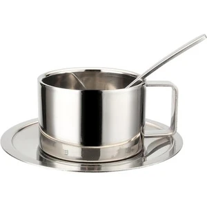 Kahve Fincanı Set Çift Duvarlı Isıya Dayanıklı Modern Sofra Latte Öğleden Sonra Çay Içecekler Paslanmaz Çelik (Yurt Dışından)