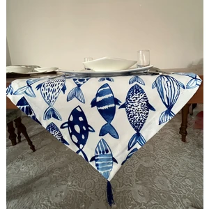 Mudita Home Mavi Balıklı Runner, Geometrik Desenli Runner, Klasik Runner,